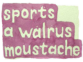 sports a walrus moustache
