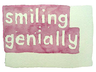 smiling genially
