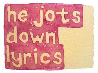 he jots down lyrics